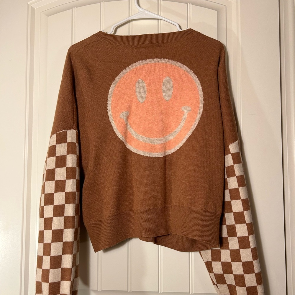 Brown Checked Cardigan